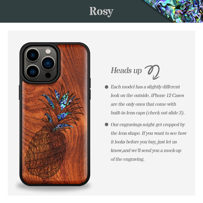 The Pineapple Fruit Design, Hand-Inlaid Wood & Mother of Pearl Case - Artisanal Cover for Apple iPhone