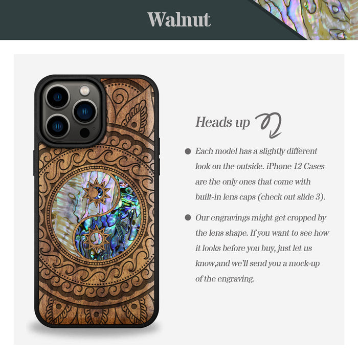 The Yin Yang Paisley, Hand-Inlaid Wood & Mother of Pearl Case - Artisanal Cover for Apple iPhone