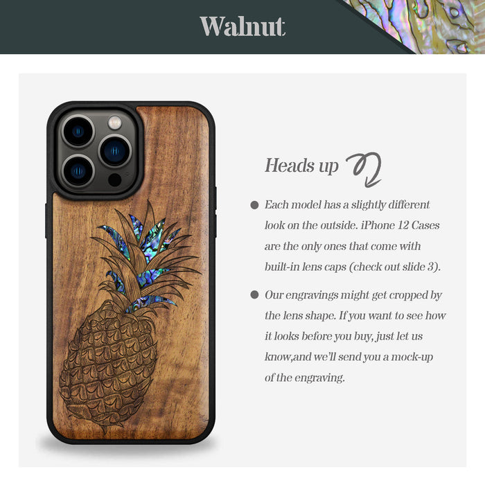 The Pineapple Fruit Design, Hand-Inlaid Wood & Mother of Pearl Case - Artisanal Cover for Apple iPhone