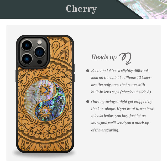 The Yin Yang Paisley, Hand-Inlaid Wood & Mother of Pearl Case - Artisanal Cover for Apple iPhone