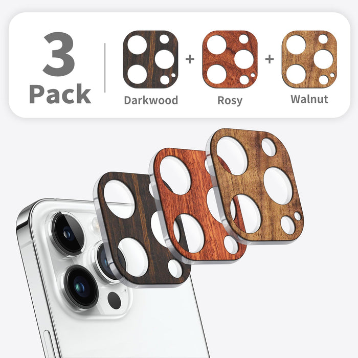 Hand-Inlaid Wooden Camera Lens Protector for Apple iPhone