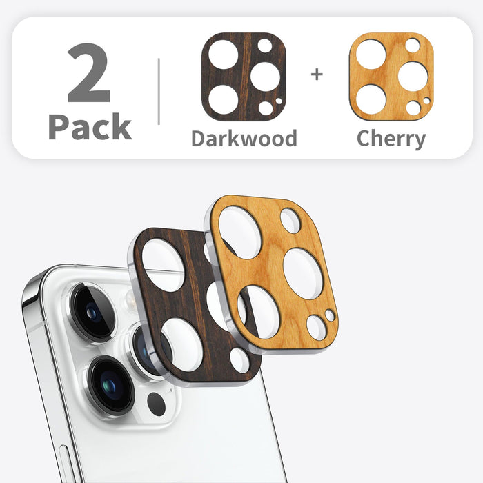 Hand-Inlaid Wooden Camera Lens Protector for Apple iPhone