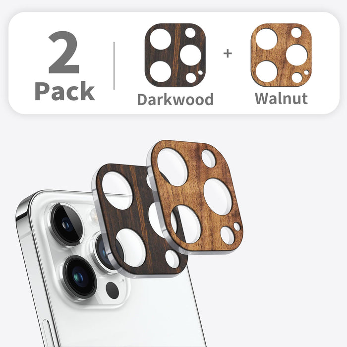 Hand-Inlaid Wooden Camera Lens Protector for Apple iPhone