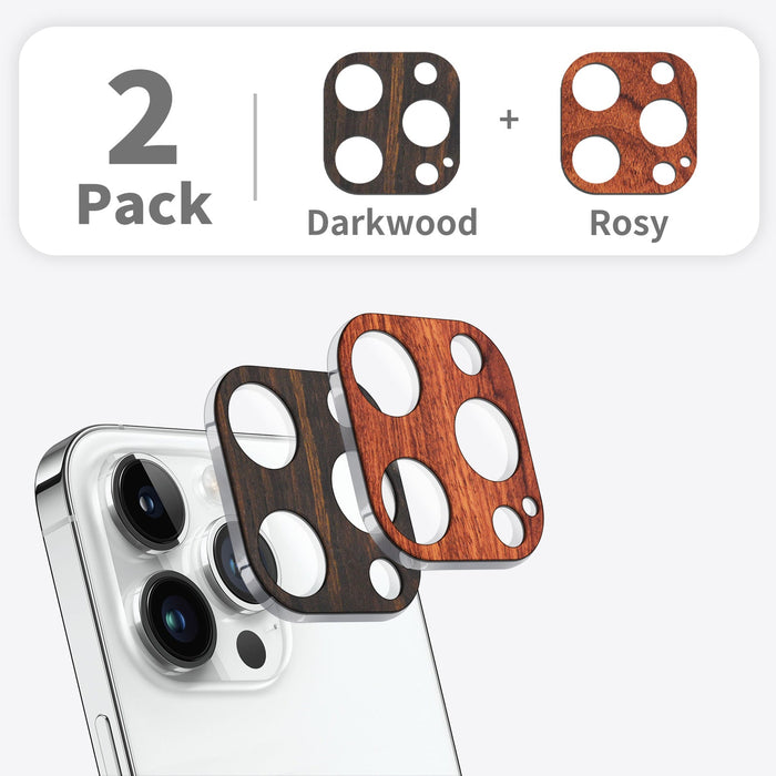 Hand-Inlaid Wooden Camera Lens Protector for Apple iPhone