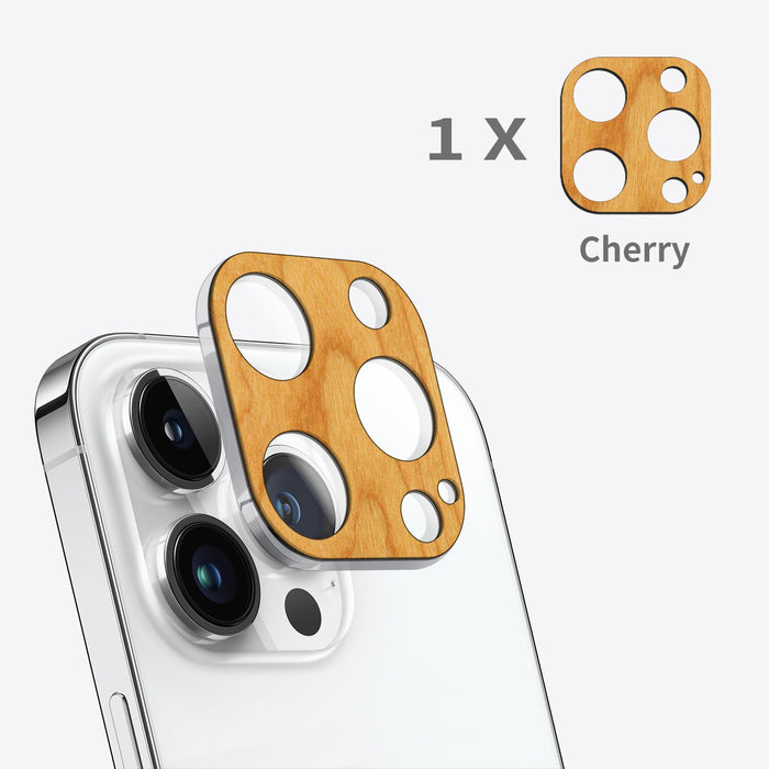 Hand-Inlaid Wooden Camera Lens Protector for Apple iPhone