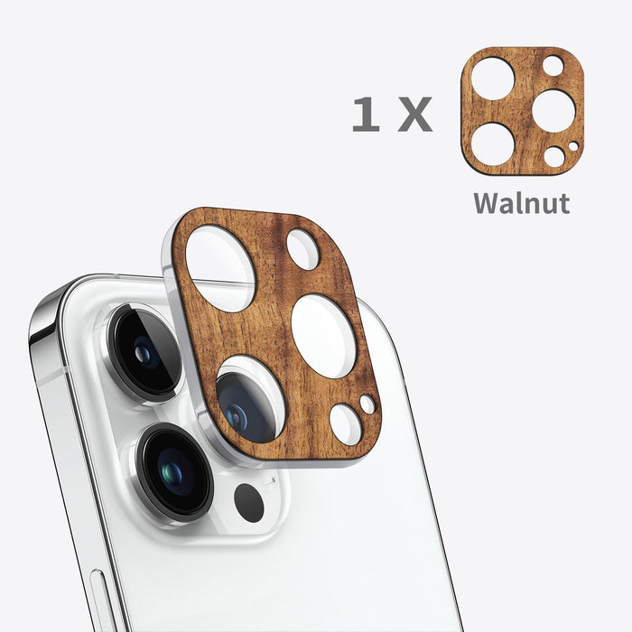 Hand-Inlaid Wooden Camera Lens Protector for Apple iPhone