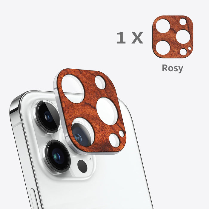 Hand-Inlaid Wooden Camera Lens Protector for Apple iPhone