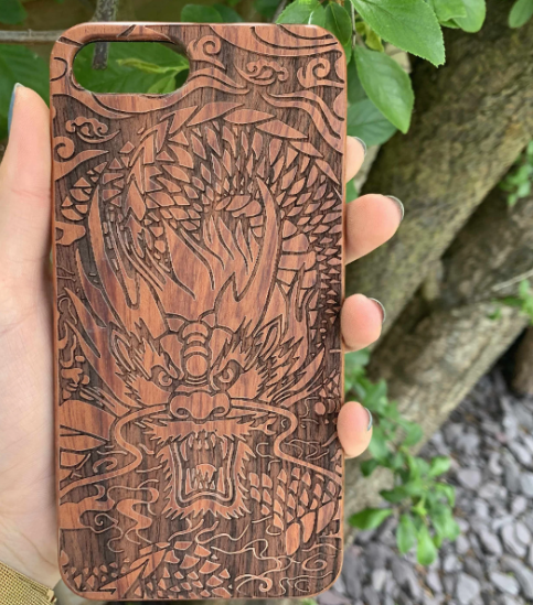 The Dragons , Classic Engraved Wood & TPU Case - Artisanal Cover for Samsung Galaxy
