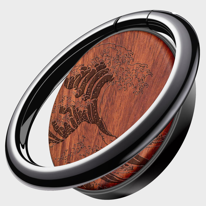 Wood Finger Ring Kickstand/Grip for iPhone, Galaxy and Pixel