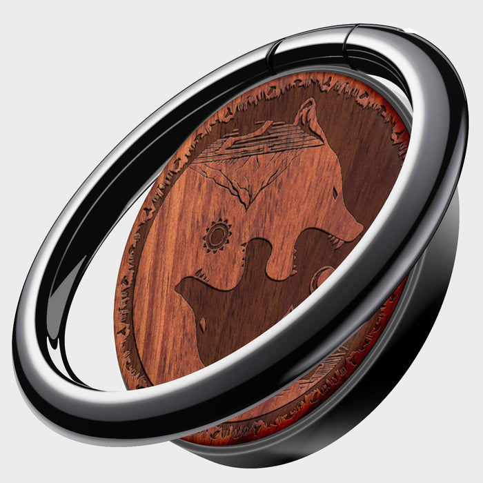 Wood Finger Ring Kickstand/Grip for iPhone, Galaxy and Pixel