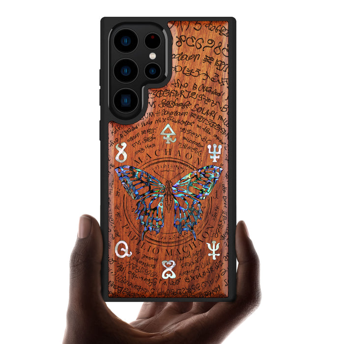 Papilio machaon, Hand-Inlaid Wood & Mother of Pearl Case - Artisanal Cover for Samsung Galaxy