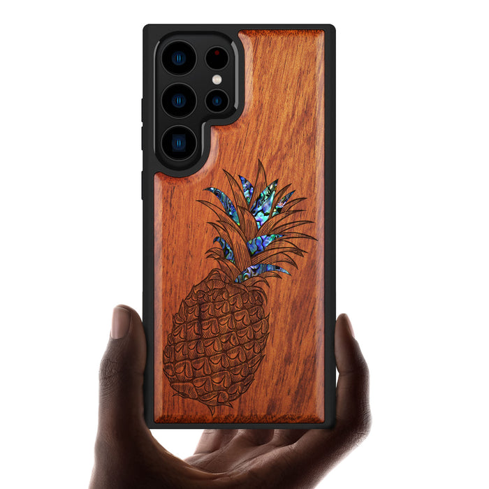 The Pineapple Fruit Design, Hand-Inlaid Wood & Mother of Pearl Case - Artisanal Cover for Samsung Galaxy