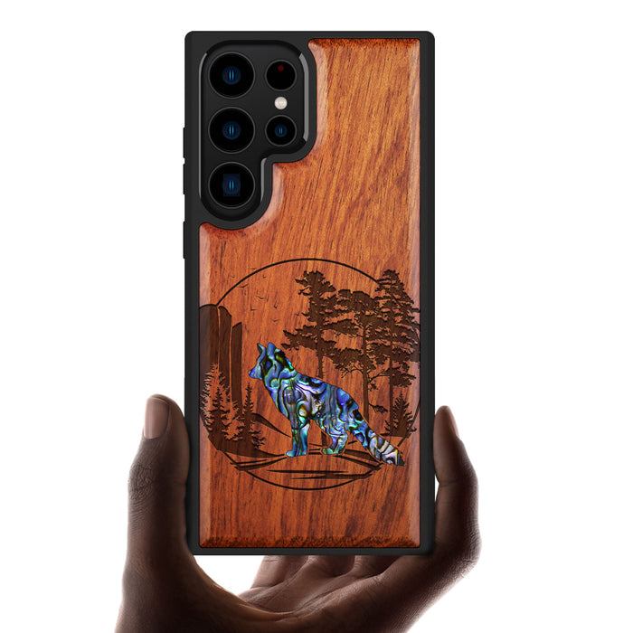 A Journey Through the Forest, Hand-Inlaid Wood & Mother of Pearl Case - Artisanal Cover for Samsung Galaxy