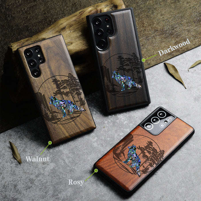 A Journey Through the Forest, Hand-Inlaid Wood & Mother of Pearl Case - Artisanal Cover for Samsung Galaxy