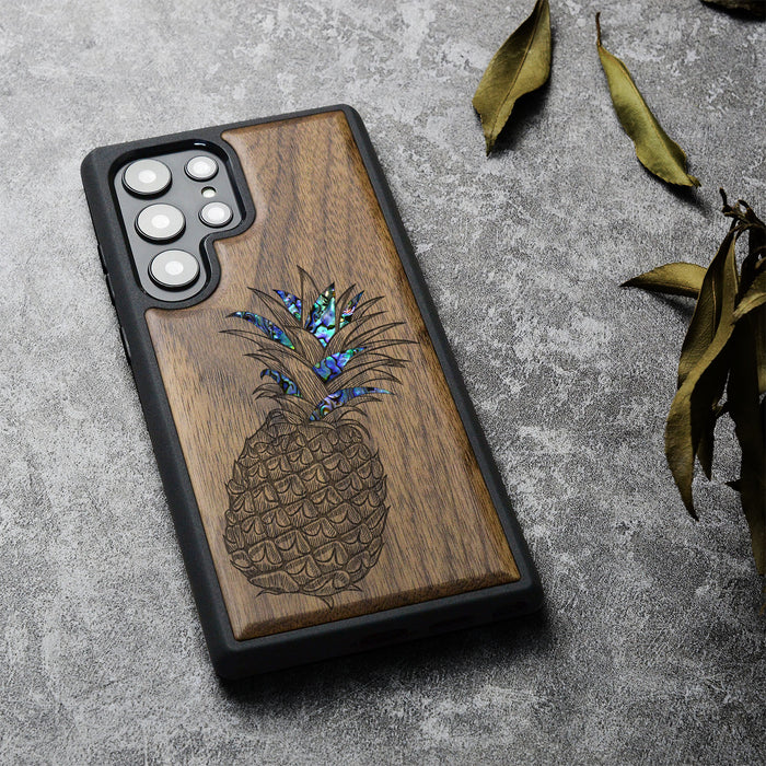 The Pineapple Fruit Design, Hand-Inlaid Wood & Mother of Pearl Case - Artisanal Cover for Samsung Galaxy