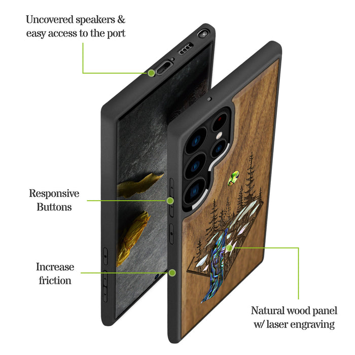 The Floating Forest and Waterfall, Hand-Inlaid Wood & Mother of Pearl Case - Artisanal Cover for Samsung Galaxy