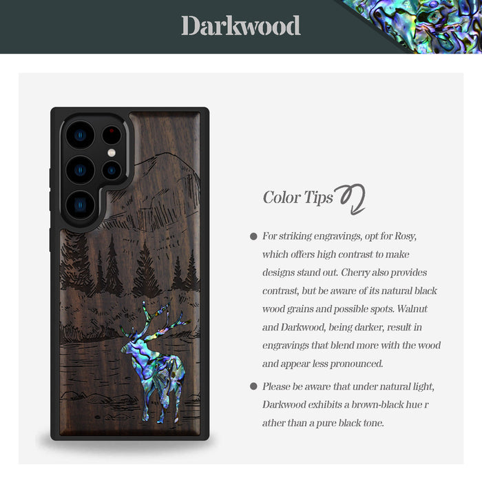 An Enthralling Natural Landscape Illustration, Hand-Inlaid Wood & Mother of Pearl Case - Artisanal Cover for Samsung Galaxy