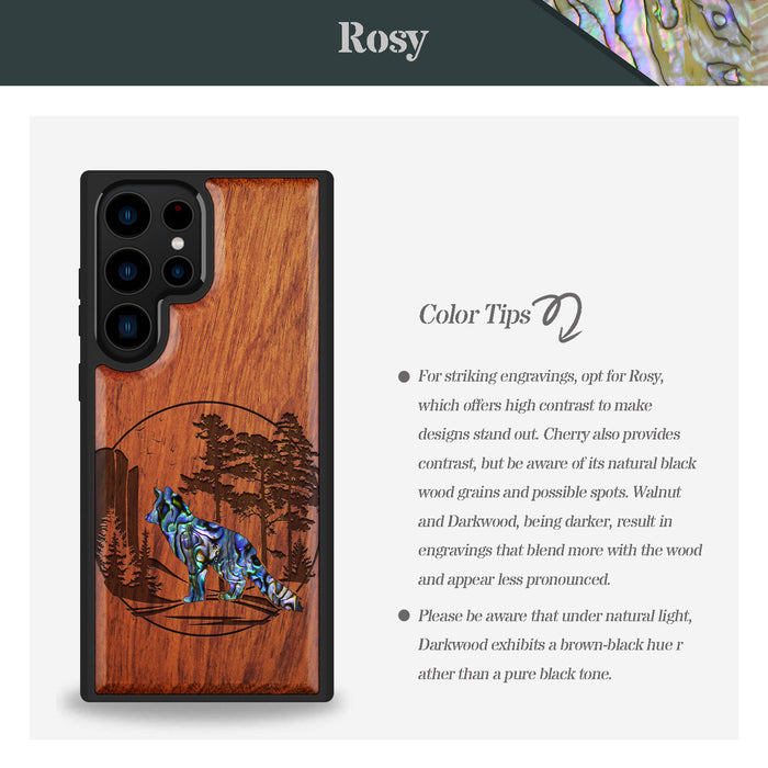 A Journey Through the Forest, Hand-Inlaid Wood & Mother of Pearl Case - Artisanal Cover for Samsung Galaxy