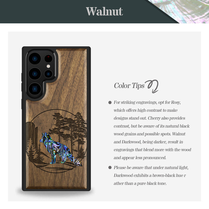 A Journey Through the Forest, Hand-Inlaid Wood & Mother of Pearl Case - Artisanal Cover for Samsung Galaxy