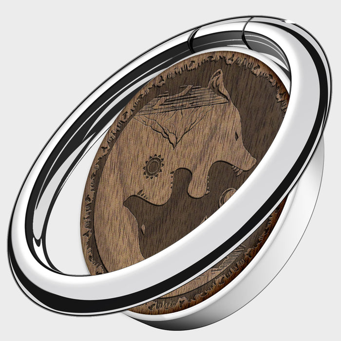 Wood Finger Ring Kickstand/Grip for iPhone, Galaxy and Pixel