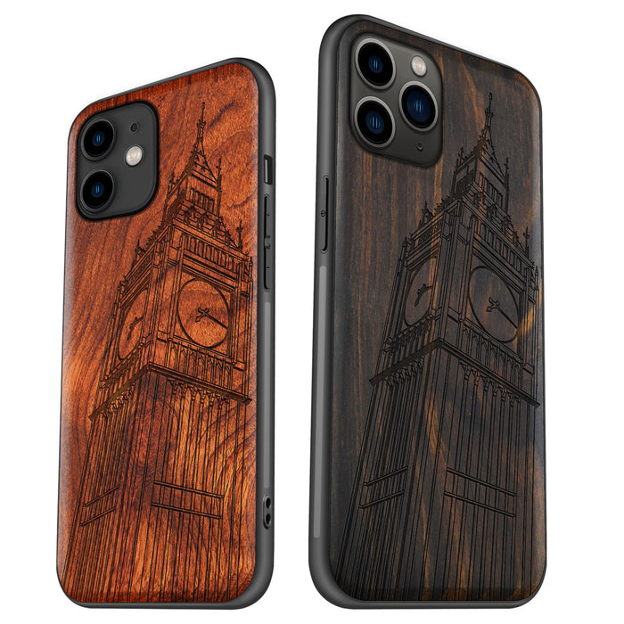 The Big Ben of London, Classic Engraved Wood & TPU Case - Artisanal Cover for Apple iPhone