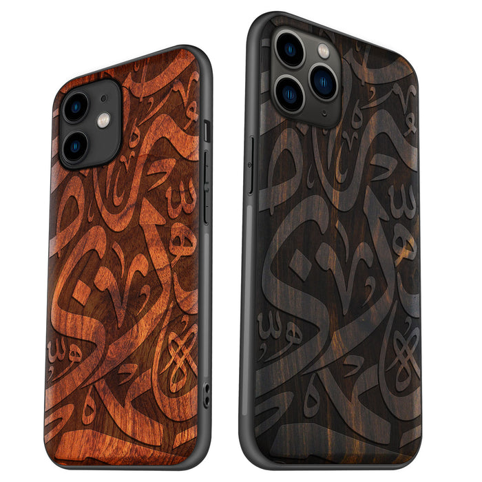 Whispers of Alphabets, Classic Engraved Wood & TPU Case - Artisanal Cover for Apple iPhone