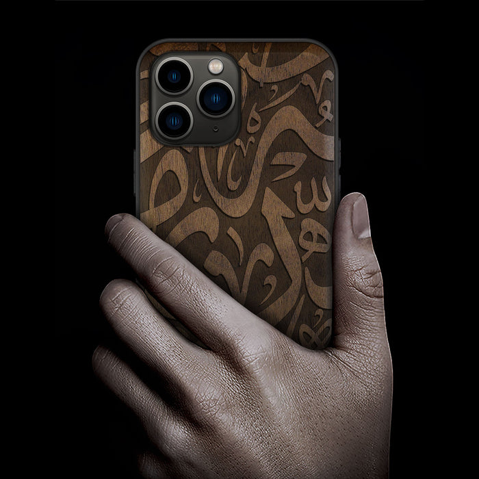 Whispers of Alphabets, Classic Engraved Wood & TPU Case - Artisanal Cover for Apple iPhone