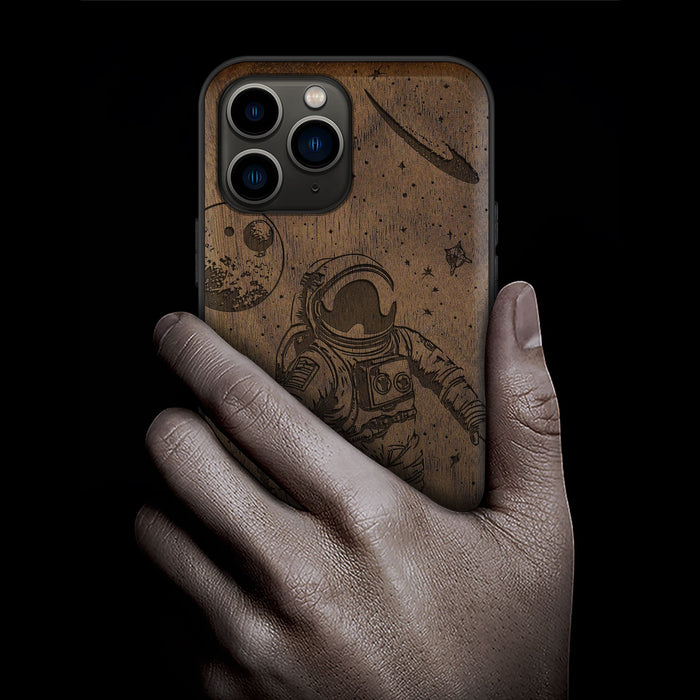 A Celestial Odyssey, Classic Engraved Wood & TPU Case - Artisanal Cover for Apple iPhone