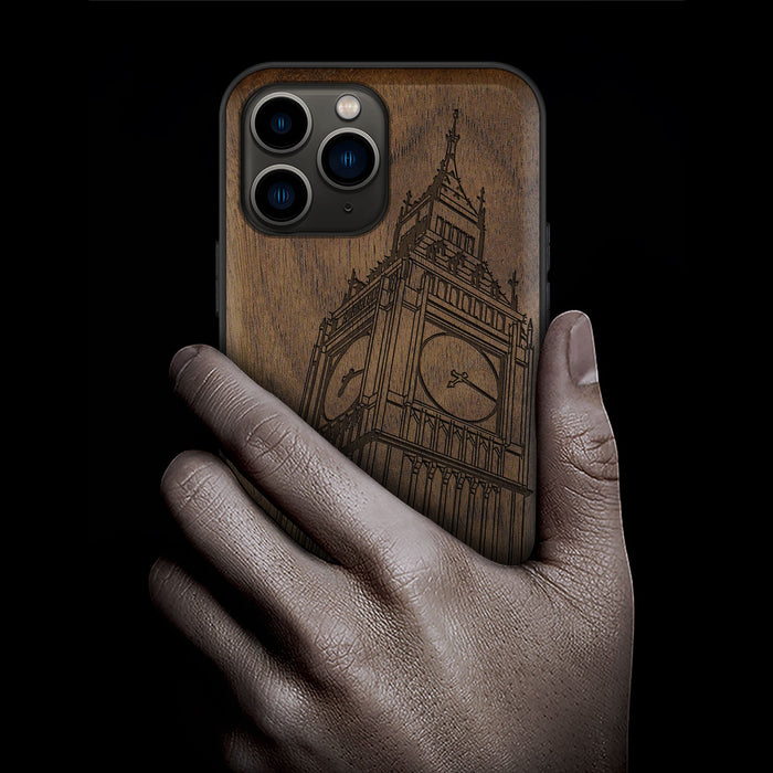 The Big Ben of London, Classic Engraved Wood & TPU Case - Artisanal Cover for Apple iPhone