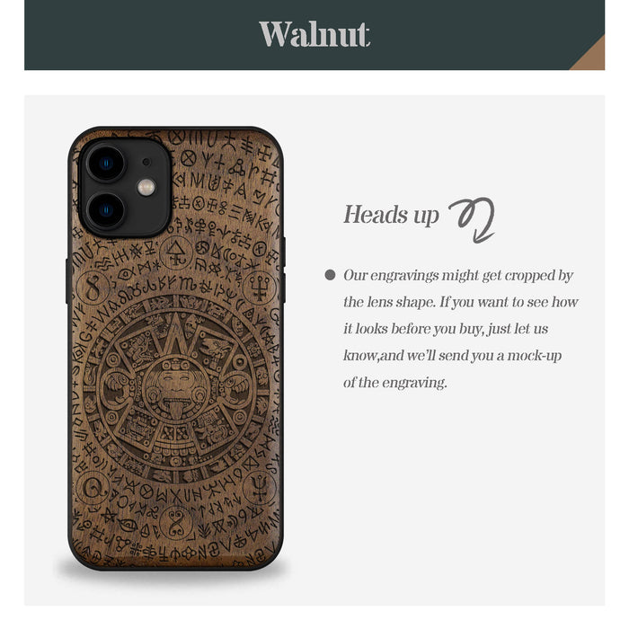 Ancient Wisdom Unveiled, Classic Engraved Wood & TPU Case - Artisanal Cover for Apple iPhone