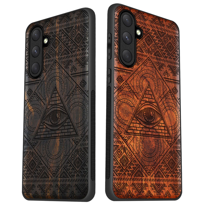 The Tribal Seer, Classic Engraved Wood & TPU Case - Artisanal Cover for Samsung Galaxy