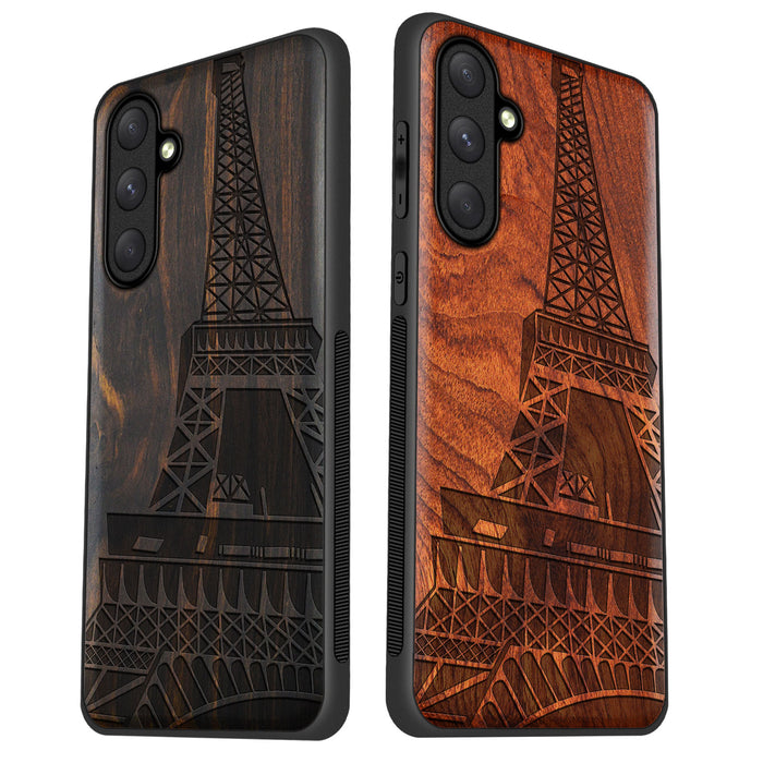 Minimalist Majesty, Classic Engraved Wood & TPU Case - Artisanal Cover for Samsung Galaxy