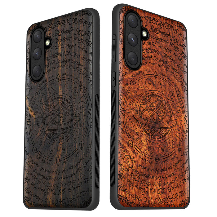 The Celestial Zodiac, Classic Engraved Wood & TPU Case - Artisanal Cover for Samsung Galaxy