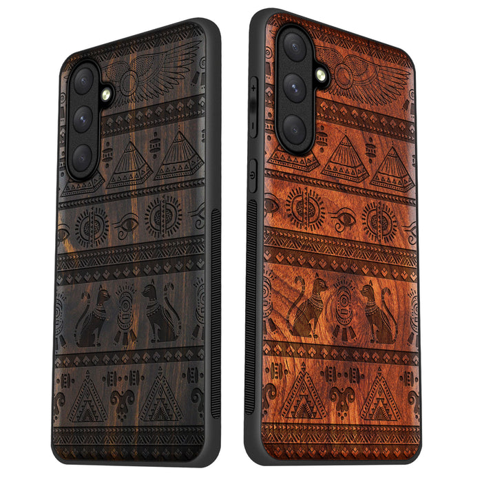 The Symbols of Egypt, Classic Engraved Wood & TPU Case - Artisanal Cover for Samsung Galaxy