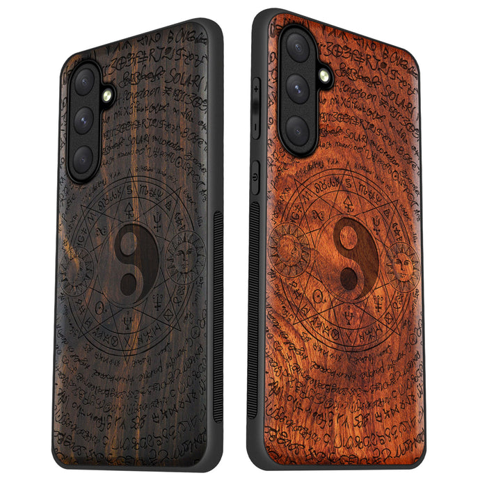 The Harmony of Opposites, Classic Engraved Wood & TPU Case - Artisanal Cover for Samsung Galaxy