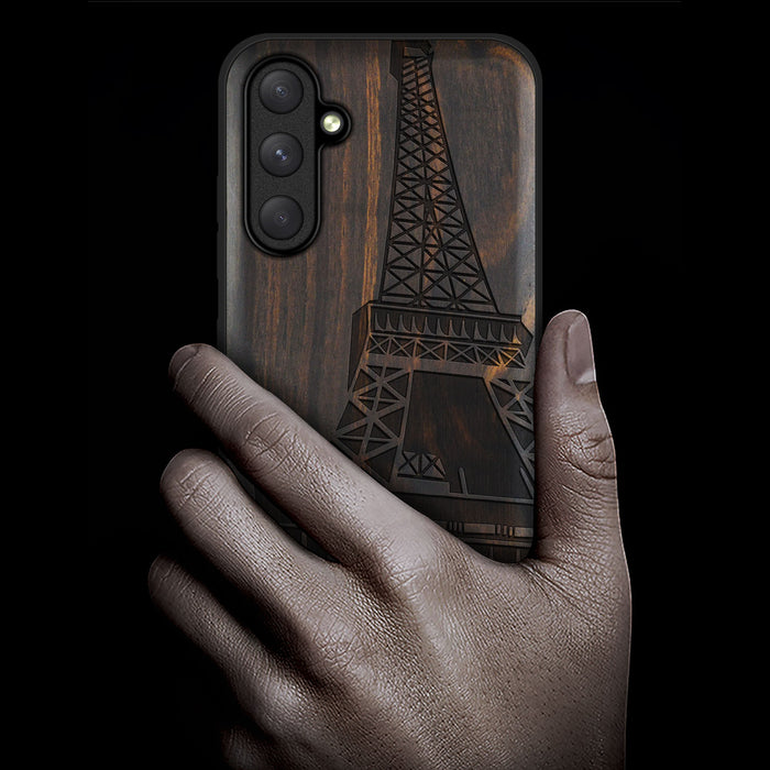 Minimalist Majesty, Classic Engraved Wood & TPU Case - Artisanal Cover for Samsung Galaxy