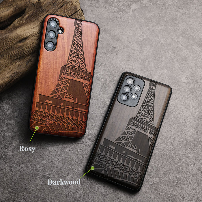 Minimalist Majesty, Classic Engraved Wood & TPU Case - Artisanal Cover for Samsung Galaxy