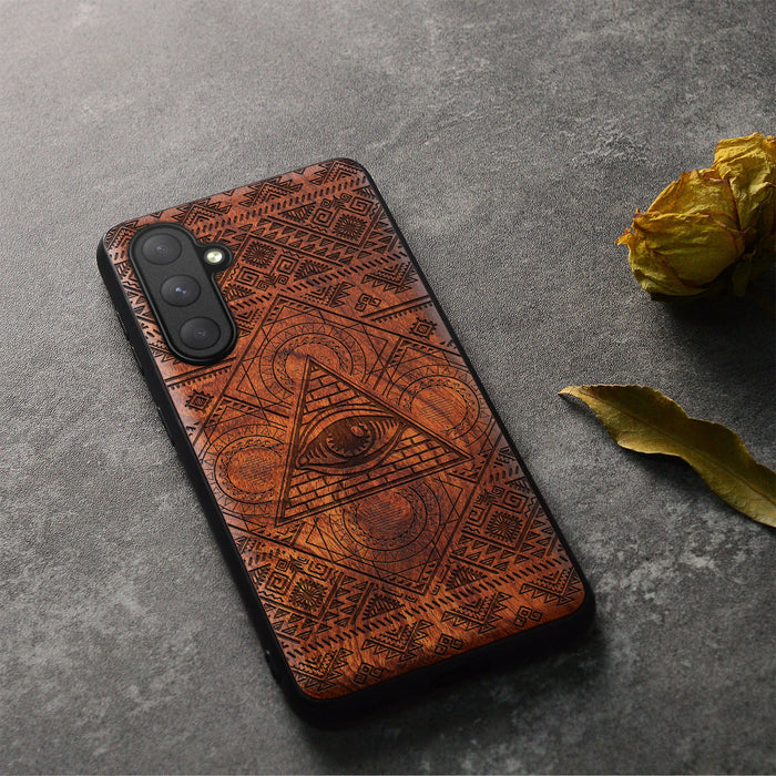 The Tribal Seer, Classic Engraved Wood & TPU Case - Artisanal Cover for Samsung Galaxy