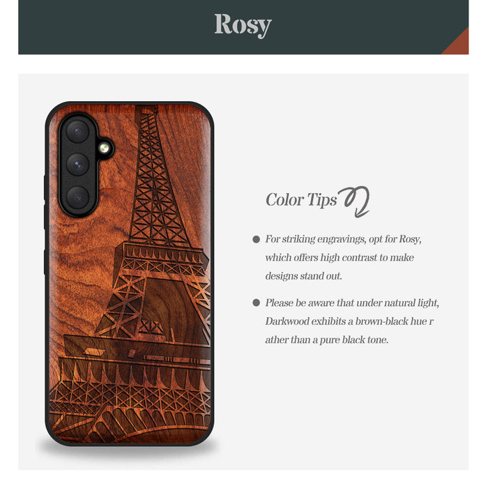 Minimalist Majesty, Classic Engraved Wood & TPU Case - Artisanal Cover for Samsung Galaxy