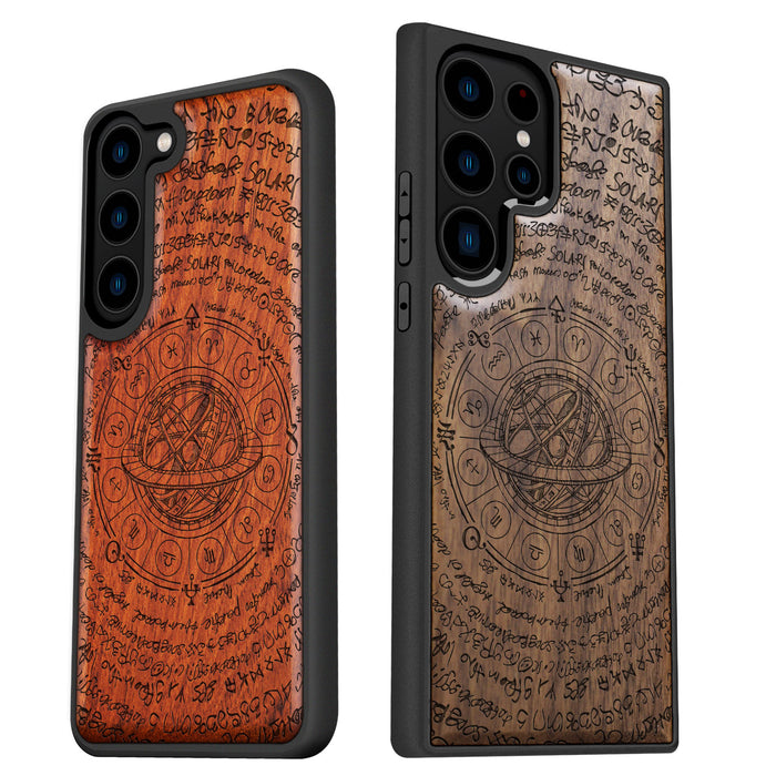 Icons of the Ptolemaic Geocentric System, Classic Engraved Wood & TPU Case - Artisanal Cover for Samsung Galaxy