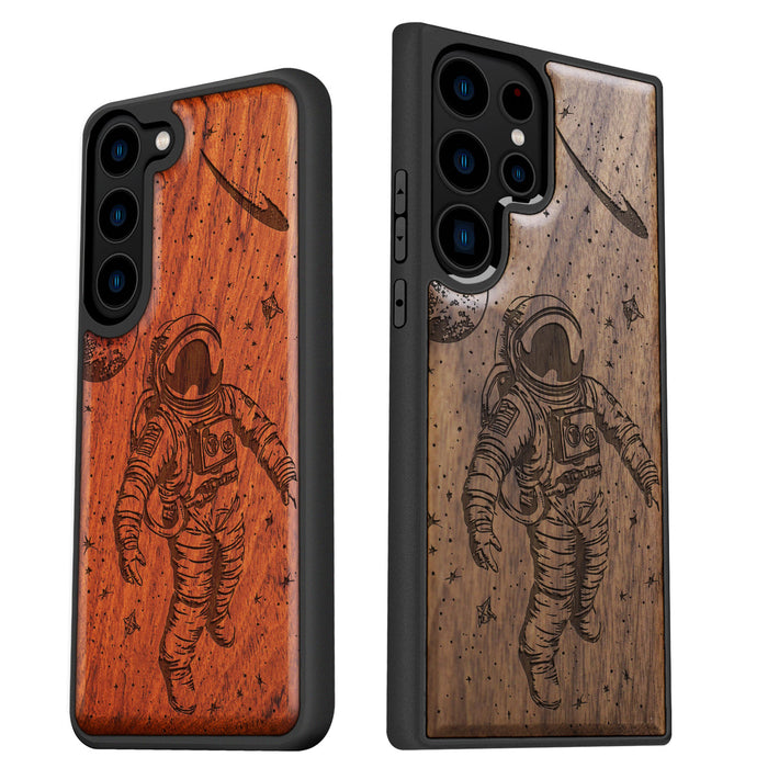 A Celestial Odyssey, Classic Engraved Wood & TPU Case - Artisanal Cover for Samsung Galaxy